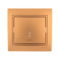 Переключатель 1кл. СП проходной Mira 10А IP20 со вставкой зол. метал. Lezard 701-1313-105