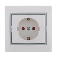 Розетка 1-м СП Mira 16А IP20 с/з защ. шторки с сер. вставкой керамика бел. Lezard 701-0215-124