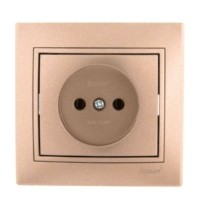 Розетка 1-м СП Mira 16А IP20 со вставкой керамика свет. корич. перламутр. Lezard 701-3131-121