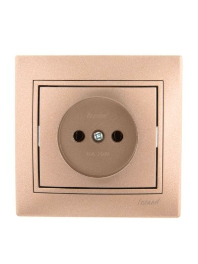 Розетка 1-м СП Mira 16А IP20 со вставкой керамика свет. корич. перламутр. Lezard 701-3131-121
