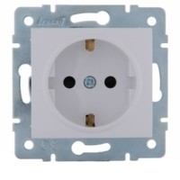 Розетка 1-м СП Karina с/з защ. шторки термопласт механизм бел. Lezard 707-0288-124B