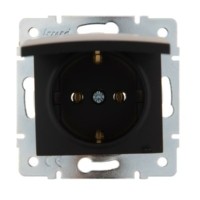 Розетка 1-м СП Karina с/з с крышкой термопласт механизм черн. бархат Lezard 707-4288-123B