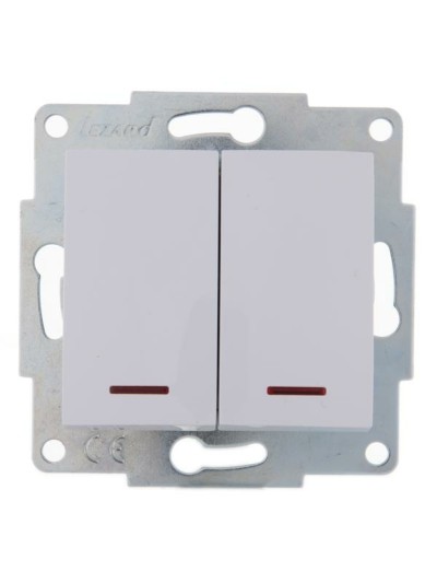 Выключатель 2кл. 1п СП Karina 10А IP20 с инд. механизм бел. Lezard 707-0288-112