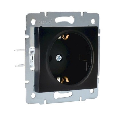 Розетка 1-м СП Karina с/з защ. шторки термопласт механизм черн. бархат Lezard 707-4288-124B