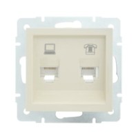 Розетка ПК + ТФ 1-м СП Vesna механизм крем. Lezard 742-0388-143