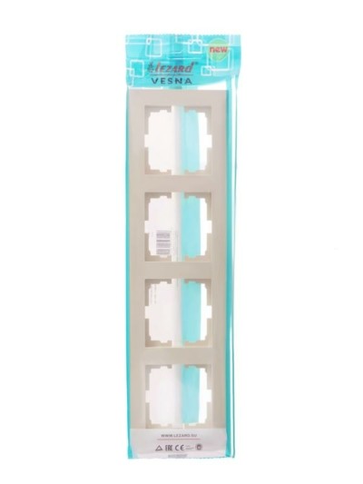 Рамка 4-местн. гориз. Vesna кремов. Lezard 742-0300-149