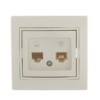 Розетка ПК + ТФ 2-м СП Mira RJ45 + RJ11 крем./крем.. Lezard 701-0303-143