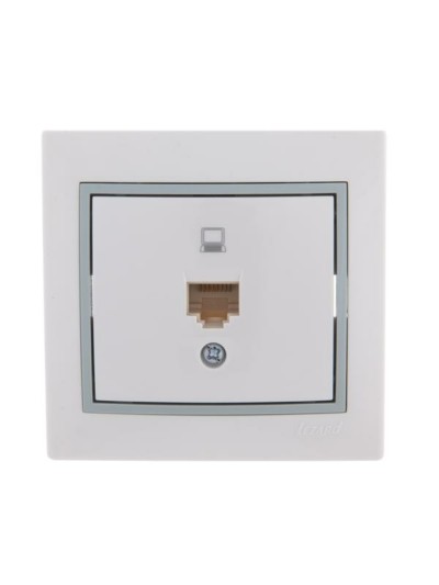 Розетка ПК 1-м СП Mira RJ45 бел./сер. Lezard 701-0215-139