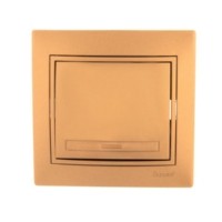 Выключатель 1кл. СП Mira 10А IP20 со вставкой зол. метал. Lezard 701-1313-100