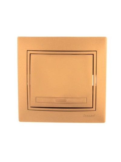 Выключатель 1кл. СП Mira 10А IP20 со вставкой зол. метал. Lezard 701-1313-100