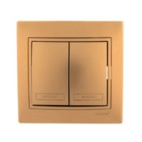 Выключатель 2кл. СП Mira 10А IP20 со вставкой зол. метал. Lezard 701-1313-101