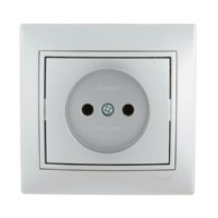 Розетка 1-м СП Mira 16А IP20 со вставкой керамика сер. метал. Lezard 701-1010-121