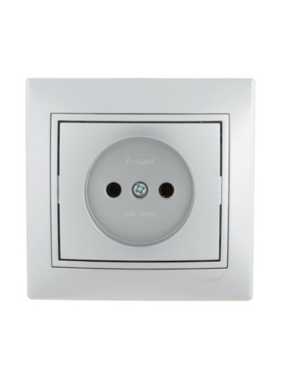 Розетка 1-м СП Mira 16А IP20 со вставкой керамика сер. метал. Lezard 701-1010-121