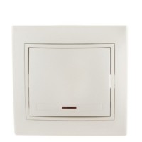 Выключатель 1кл. СП Mira 10А IP20 с инд. со вставкой жемч./бел. перламутр. Lezard 701-3030-111