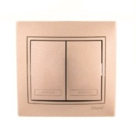 Выключатель 2кл. СП Mira 10А IP20 со вставкой свет. корич. перламутр. Lezard 701-3131-101