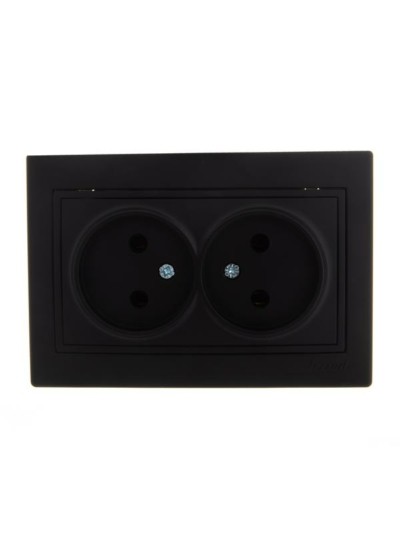 Розетка 2-м СП Mira 16А IP20 со вставкой керамика черн. бархат Lezard 701-4242-128