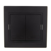 Выключатель 2кл. 1п СП Mira 10А IP20 со вставкой черн. бархат Lezard 701-4242-101
