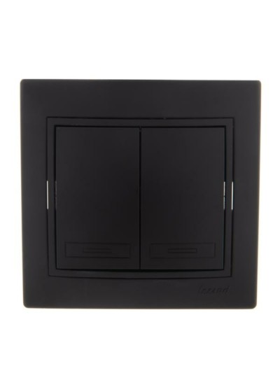Выключатель 2кл. 1п СП Mira 10А IP20 со вставкой черн. бархат Lezard 701-4242-101