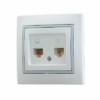 Розетка ПК + ТФ 2-м СП Mira RJ45 + RJ11 IP20 с сер. вставкой бел. Lezard 701-0215-143