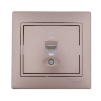 Розетка ПК 1-м СП Mira RJ45 16А IP20 со вставкой свет. корич. перламутр. Lezard 701-3131-139
