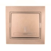 Переключатель 1кл. СП проходной Mira 10А со вставкой свет. корич. перламутр. Lezard 701-3131-105