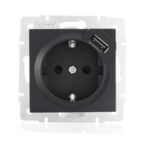 Розетка 1-м СП Vesna с/з с заряд. устройством USB механизм черн. бархат Lezard 742-4288-181