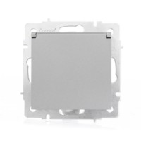 Розетка 1-м СП Vesna с/з с крышкой ПБТ механизм платина Lezard 742-3588-123B