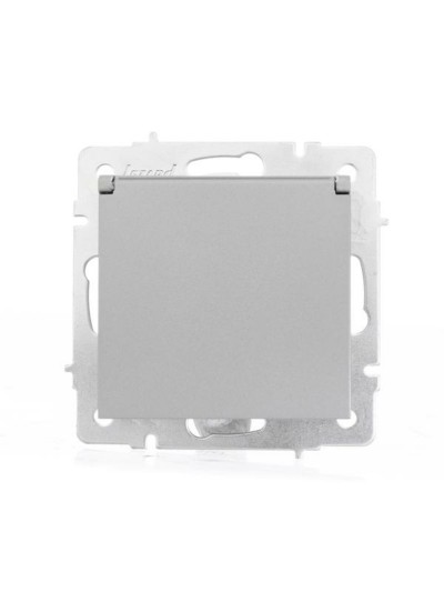 Розетка 1-м СП Vesna с/з с крышкой ПБТ механизм платина Lezard 742-3588-123B