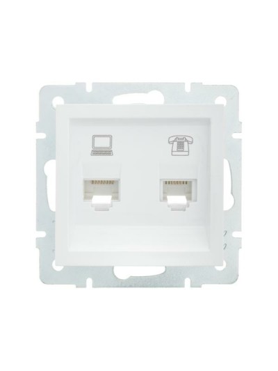 Розетка ПК + ТФ 1-м СП Vesna механизм бел. Lezard 742-0288-143