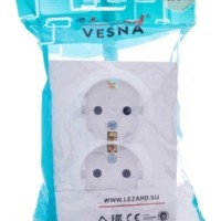 Розетка 2-м СП Vesna с/з со шторками ПБТ бел. Lezard 742-0200-178B