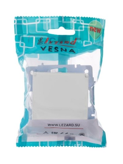 Розетка 1-м СП Vesna с/з с крышкой ПБТ механизм бел. Lezard 742-0288-123B