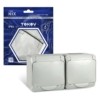 Розетка 2-м ОП Nix 16А IP54 250В с/з с крышкой сер. Tokov Electric TKE-NX-R2Z-C06-IP54