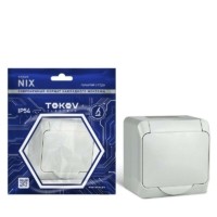 Розетка 1-м ОП Nix 16А IP54 250В с/з с крышкой сер. Tokov Electric TKE-NX-R1Z-C06-IP54