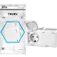 Розетка 2-м ОП Dita 16А IP54 250В с/з с крышкой бел. Tokov Light TKL-DT-R2Z-C01-IP54