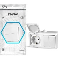 Блок ОП Dita розетка 16А 250В с/з 2-кл. выкл. 10А IP54 бел. Tokov Light TKL-DT-V2RZ-C01-IP54
