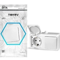 Блок ОП Dita розетка 16А 250В с/з 1-кл. выкл. 10А IP54 бел. Tokov Light TKL-DT-V1RZ-C01-IP54