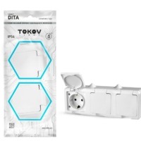 Розетка 3-м ОП Dita 16А IP54 250В с/з с крышкой бел. Tokov Light TKL-DT-R3Z-C01-IP54