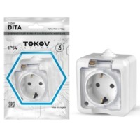 Розетка 1-м ОП Dita 16А IP54 250В с/з с прозрачн. крышкой бел. Tokov Light TKL-DT-R1Z-C01T-IP54