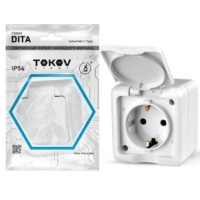 Розетка 1-м ОП Dita 16А IP54 250В с/з с крышкой бел. Tokov Light TKL-DT-R1Z-C01-IP54