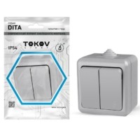 Выключатель 2кл. ОП Dita IP54 10А 250В сер. Tokov Light TKL-DT-V2-C06-IP54