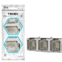 Розетка 3-м ОП Dita 16А IP54 250В с/з с прозрачн. крышкой сер.Tokov Light TKL-DT-R3Z-C06T-IP54