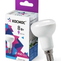 Лампа СДЛ R50 8Вт 6500К E14 220В Космос Lksm_LED8wR50E1465
