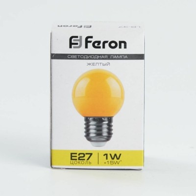 Лампа СДЛ Feron LB-37 шар E27 1Вт желтый — изображение 5