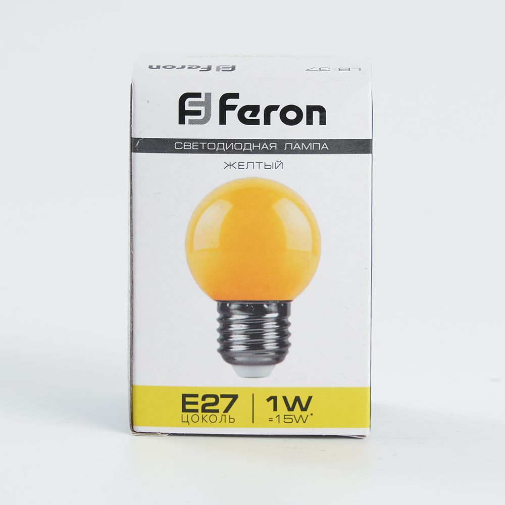Лампа СДЛ Feron LB-37 шар E27 1Вт желтый — изображение 5
