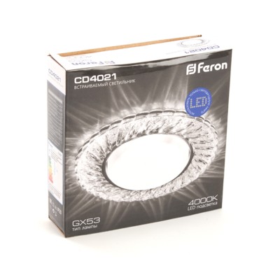 Светильник встраиваемый с белой LED подсветкой Feron CD4021 потолочный GX53 без лампы прозрачный — изображение 7