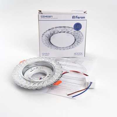 Светильник встраиваемый с белой LED подсветкой Feron CD4021 потолочный GX53 без лампы прозрачный — изображение 5