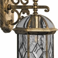 Светильник садово-парковый Feron PL131 шестигранный на стену вниз 60Вт E27 230В черное золото