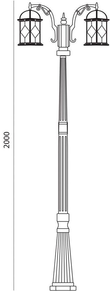 Светильник садово-парковый Feron PL177 столб шестигранный 2x60Вт E27 230В черное золото — изображение 2
