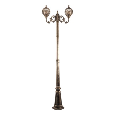 Светильник садово-парковый Feron PL3708 круглый столб 2×60Вт 230В E27 черное золото