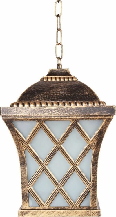 Светильник садово-парковый Feron PL4064 четырехгранный на цепочке 100Вт E27 230В черное золото